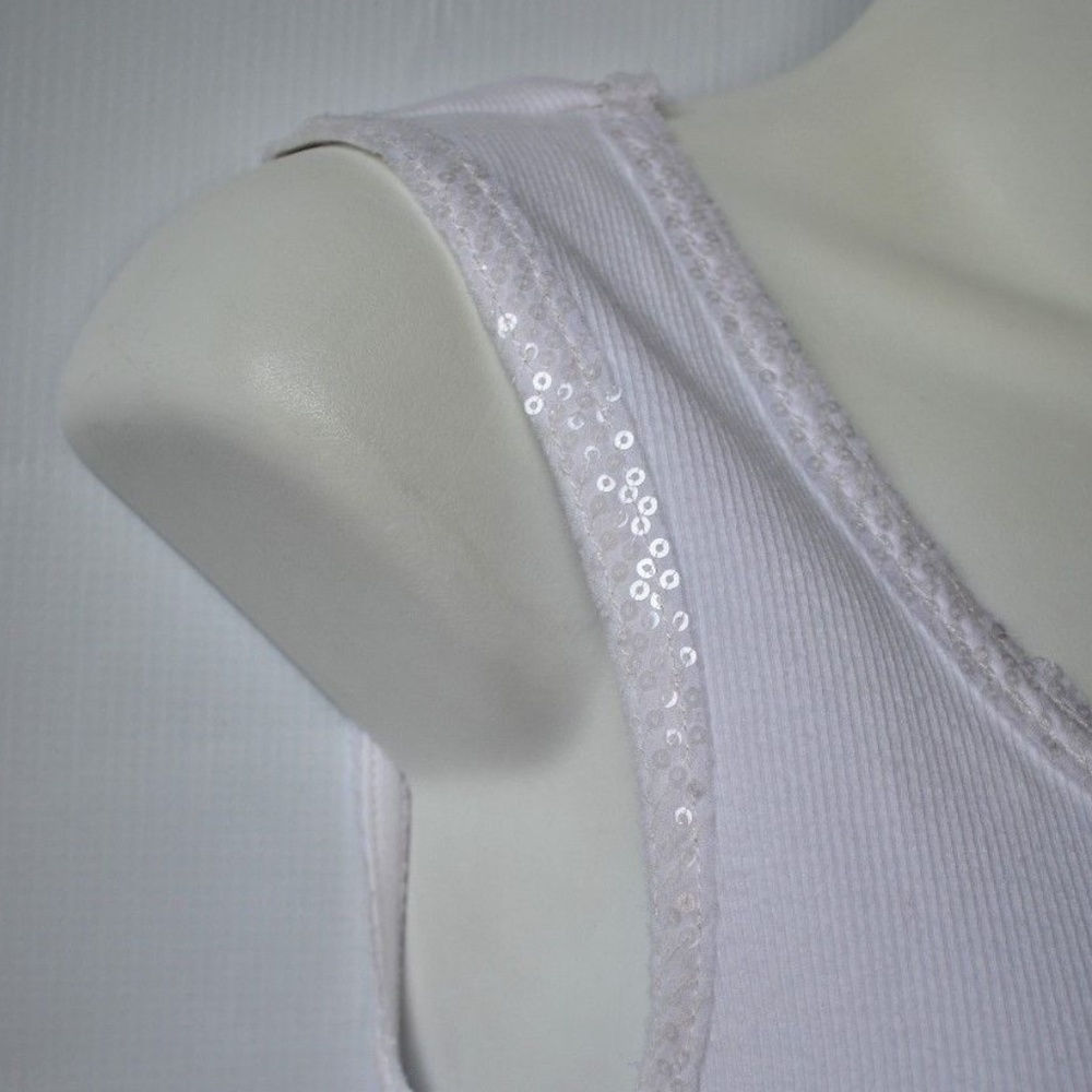 Soft Surroundings Sequined White Basic Tank Top - image 2